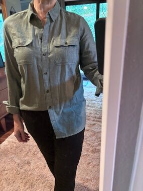 Eddie Bauer Olive Green Button-Down Shirt